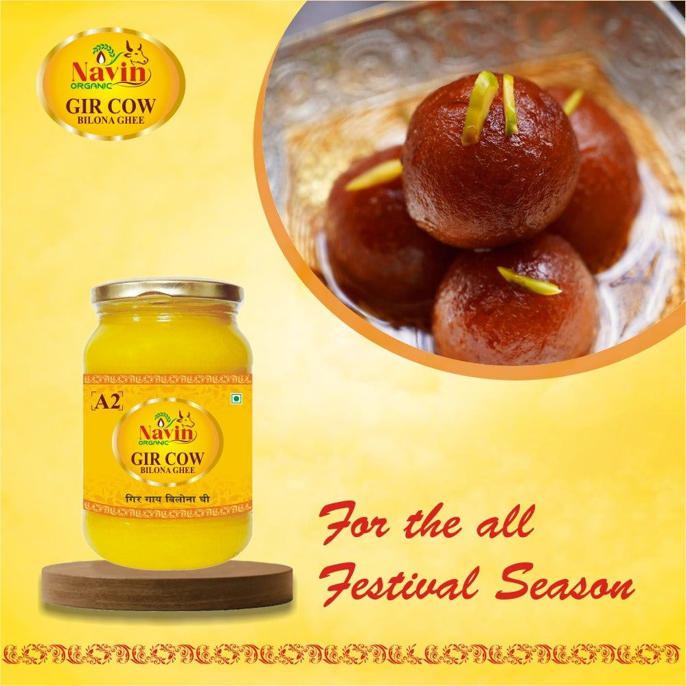 Navin Organic A2 Gir Cow Bilona Ghee | Pure Desi Cow Ghee | Handmade | 100% Natural