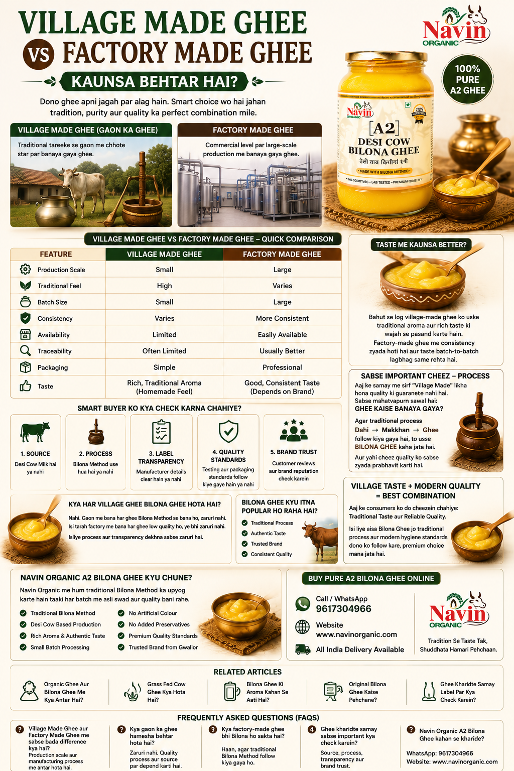 Village Made Ghee vs Factory Made Ghee – Kaunsa Behtar Hai? Complete Comparison Guide