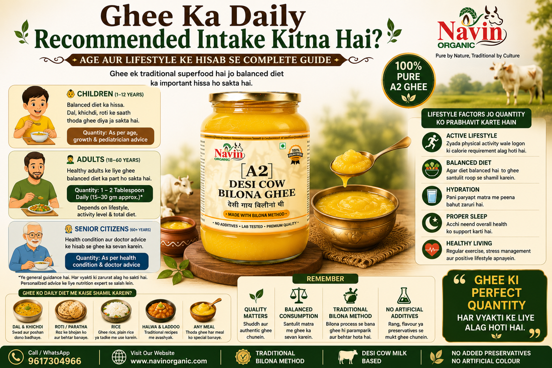 Ghee Ka Daily Recommended Intake Kitna Hai? Age Aur Lifestyle Ke Hisab Se Complete Guide