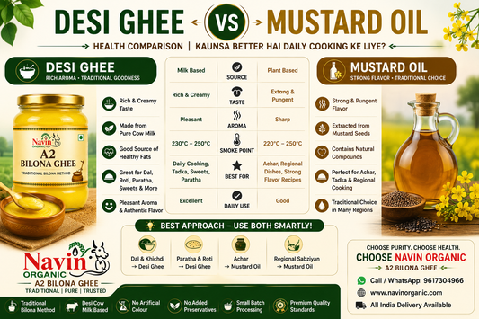 Desi Ghee vs Mustard Oil – Health Comparison, Benefits &amp; Best Choice for Cooking