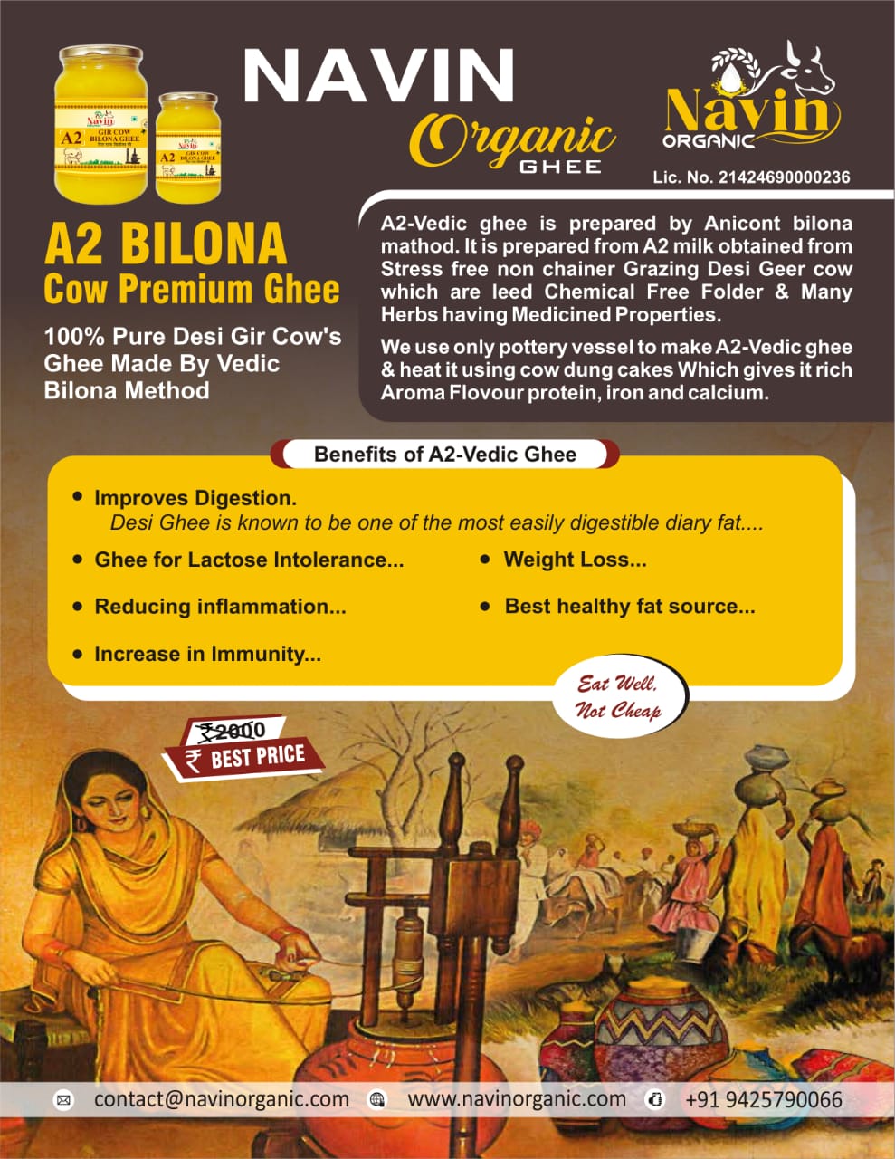 A2 Gir Cow's Bilona Ghee Tin (5L)