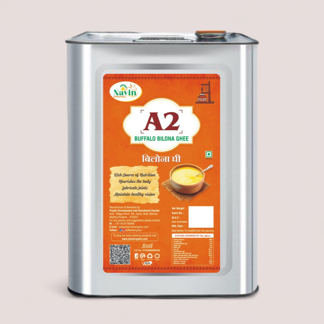 A2 Buffalo Bilona Ghee Tin (2L)