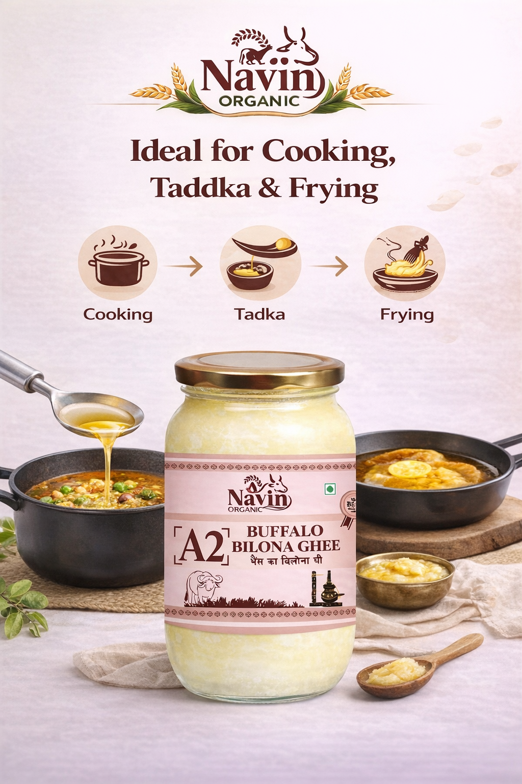 Buffalo Bilona Ghee 250g | Pure Desi Buffalo Ghee | Navin Organic