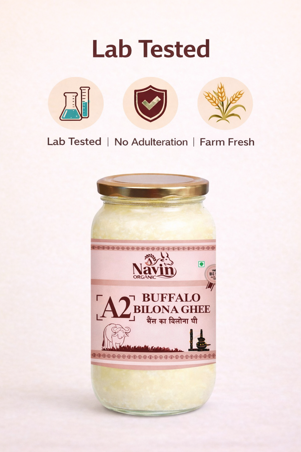 Buffalo Bilona Ghee 250g | Pure Desi Buffalo Ghee | Navin Organic