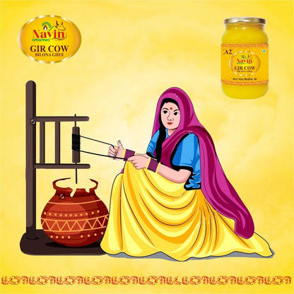 Navin Organic A2 Gir Cow Bilona Ghee | Pure Desi Cow Ghee | Handmade | 100% Natural