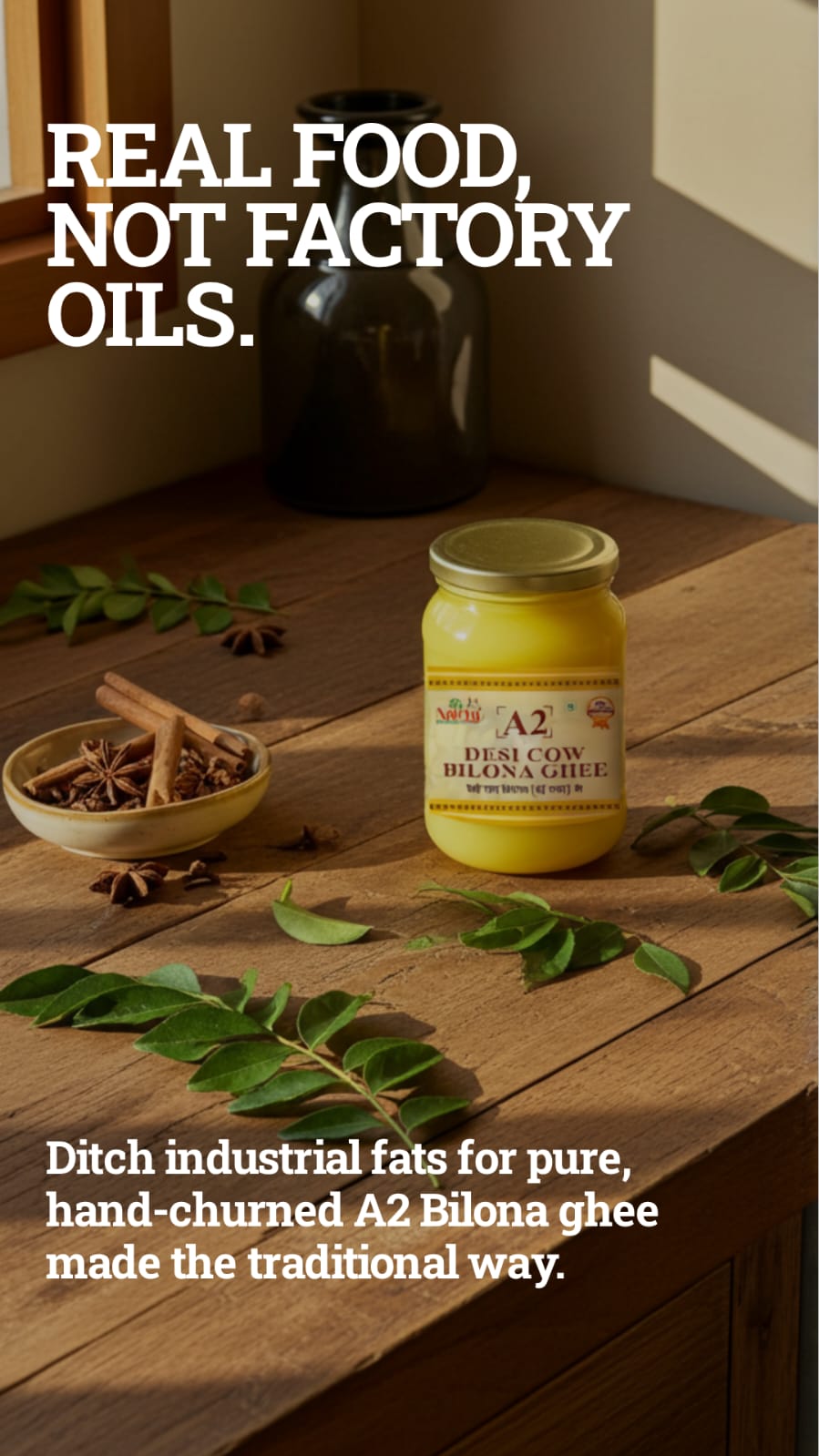 Navin Organic A2 Desi Cow Bilona Ghee | Pure Handmade Ghee | 100% Natural & Chemical Free